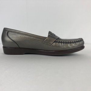 SAS Pewter Colored Penny Loafers Womens Size 7.5 M